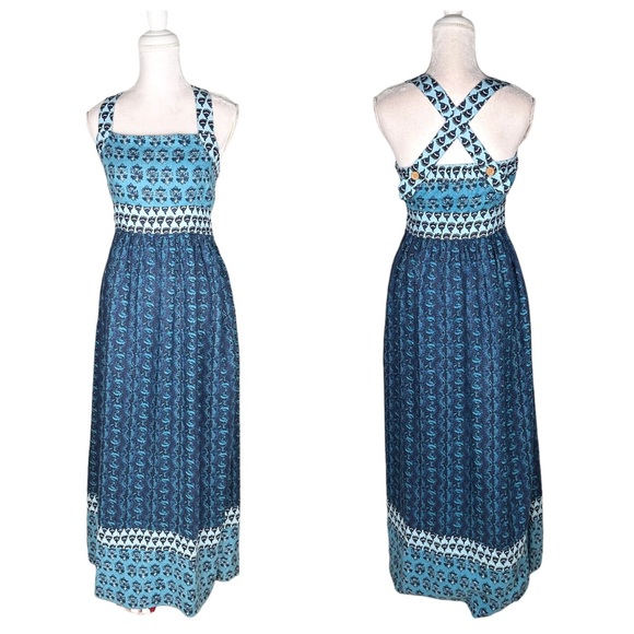 Faherty Dresses & Skirts - NWT Faherty Gracie linen maxi dress X straps blue boho pockets small